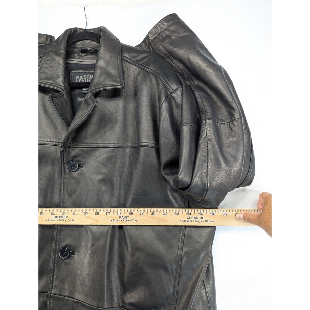 Wilsons Leather Pelle Studio Black Leather Car Coat Thinsulate 2XLT Mens Jacket - Picture 6 of 11
